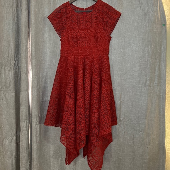 MAEVE / Anthropology Prima Burnt Orange Bohemian Lace Scarf Hem Dress - Picture 1 of 15